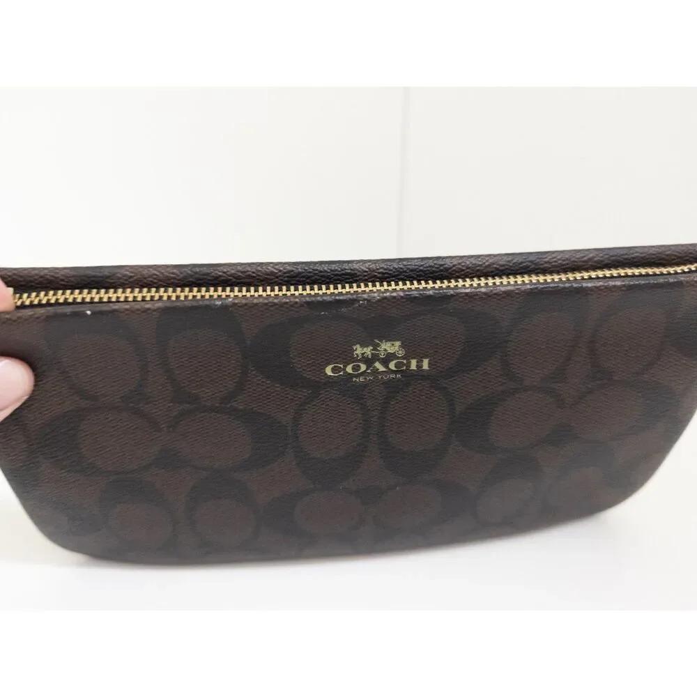 Coach Signature PVC Large‎ Wristlet BROWN